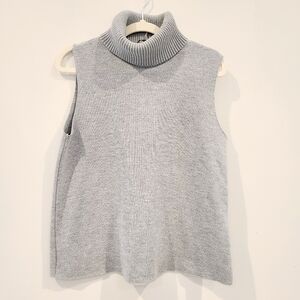 Zara Gray Soft Knit Turtleneck Sleeveless Sweater
